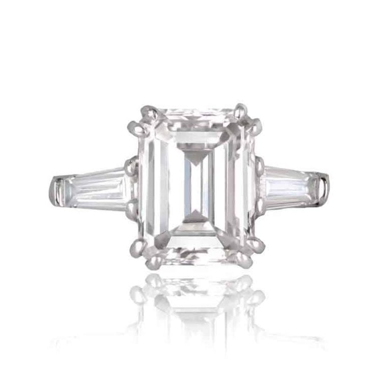Vintage GIA 3.07ct Emerald-Cut Diamond Wicklow Ring