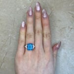 18k White Gold and 5ct Blue Topaz Everton Ring 15656 Hand Photo 1