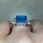 18k White Gold 5 carat Blue Topaz Everton Ring 15656 Hand Photo 3