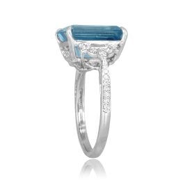 White Gold and 5ct emerald cut Topaz Everton Ring TSV