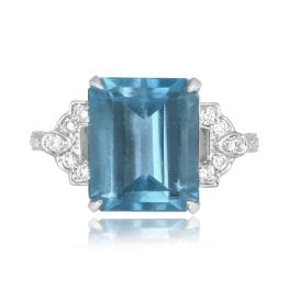 5.00 carat emerald cut topaz and diamond white gold Everton Ring 15656 TV