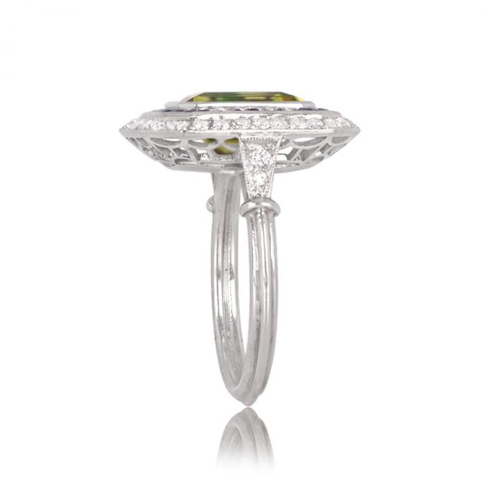 3.77ct Peridot and Double Halo Cald Ring - EDJ