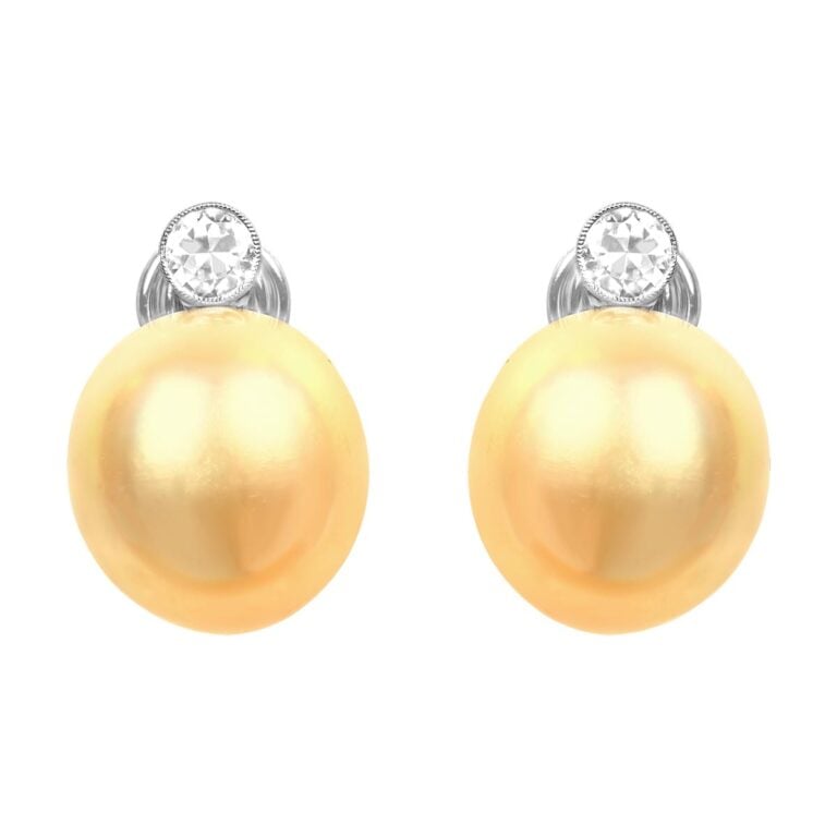 Yellow South-Sea Pearl and Diamond Bayville Earrings