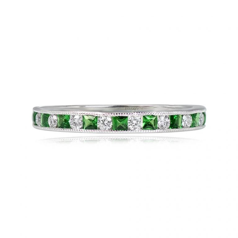 Emerald and Diamond Half Eternity Sylvan Band 2.50mm