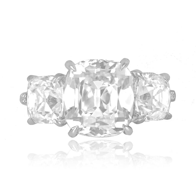 Three-Stone Antique Cushion Cut Diamond Marbury Ring