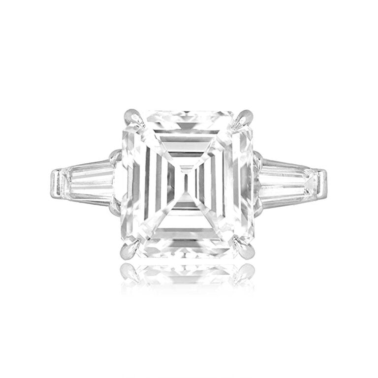 5.06ct Emerald Cut Platinum Creston Ring