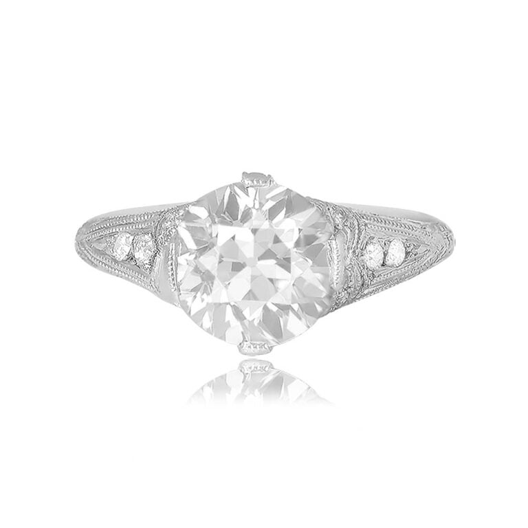 2.05ct Old European Cut Diamond, D color, GIA Certified Aveyron Ring