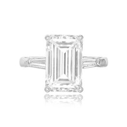 5.31 Carat Emerald Cut Handcrafted Platinum Engagement Ring Baguette Diamond - Madrid Ring SB2503 TV