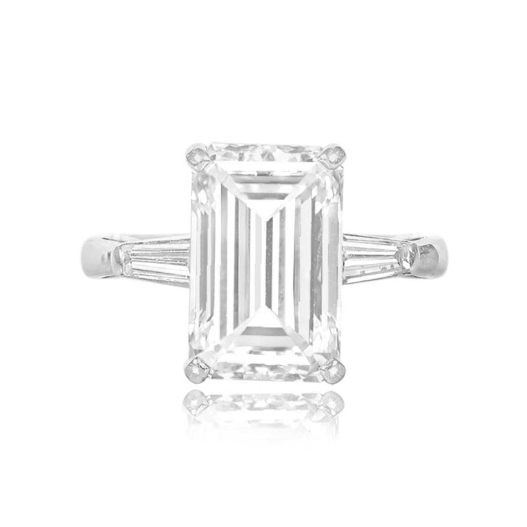 5.31ct Emerald-Cut Diamond Engagement Sea Cliff Ring