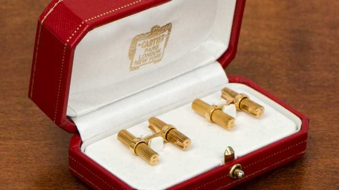 Cartier Art Deco Jewelry Cufflinks in Red Cartier Box