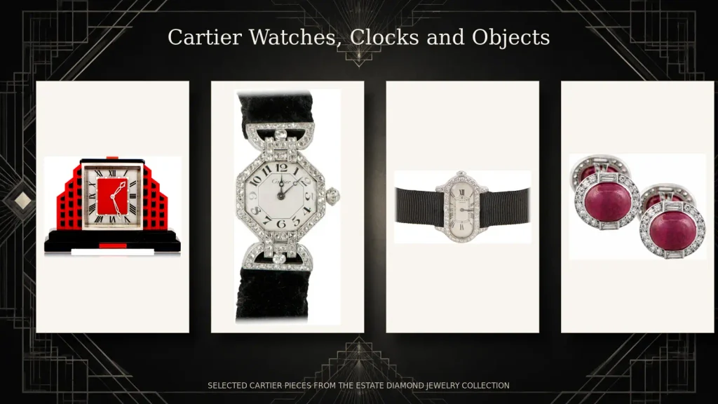 cartier clocks watches objects deco
