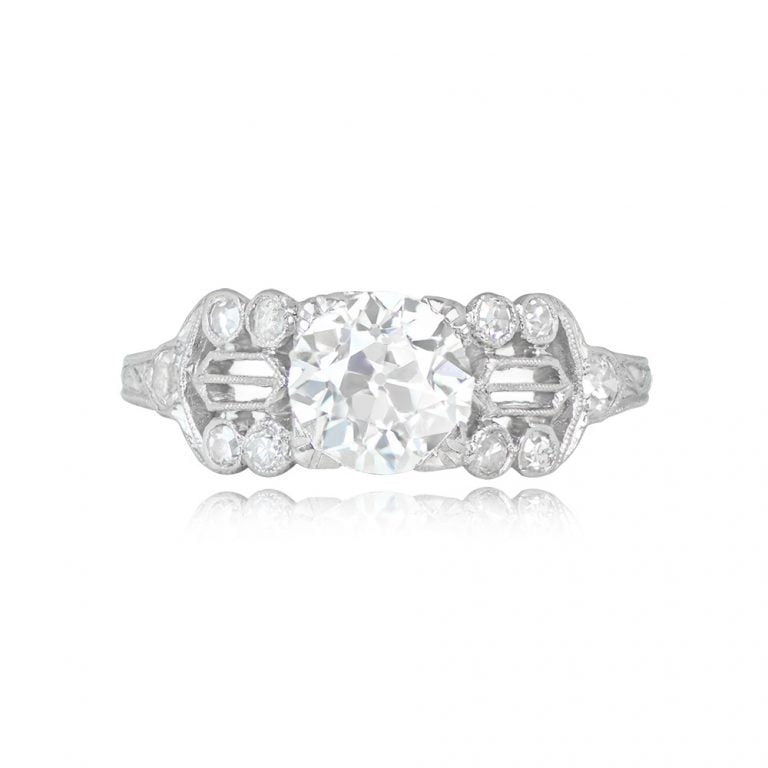 Antique 1.06ct Diamond Filigree Newcastle Ring. Art Deco Era, Circa 1925