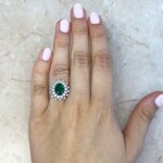 Oval Emerald Diamond Cluster Halo Cocktail Ring DYL12 F1