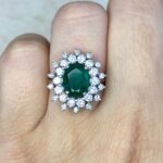 2.00ct Emerald Gemstone 1.50ct Total Diamond Cluster Ring DYL12 F2