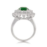 2.00ct Emerald and Diamond Halo Ring - Quintan Ring