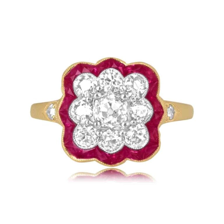 Edwardian Era Diamond and Ruby Lorraine Ring, Circa 1905