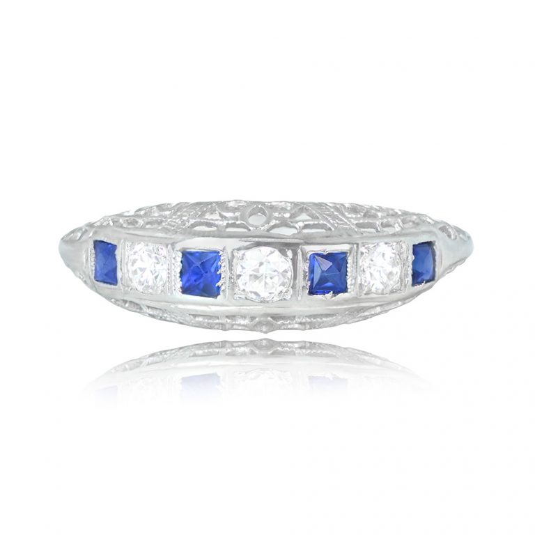 Vintage Half-Eternity Wedding Band. Edgemont Band, Circa 1950 6.5mm