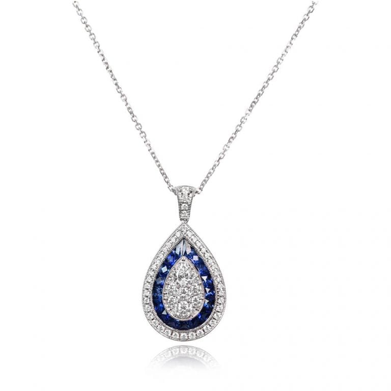 Pear-Shape Diamond and Sapphire Marceline Pendant