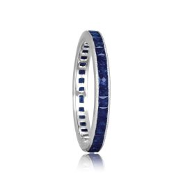 1.23 carat French Cut Sapphire Eternity band Morell Band 2.60mm 15026