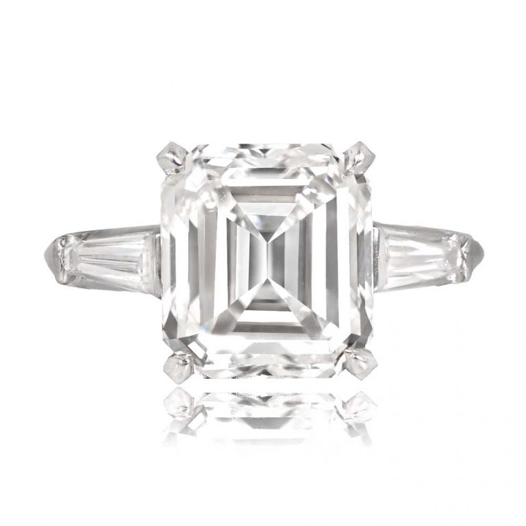 5.09ct Emerald Cut Diamond Platinum Baywood Ring