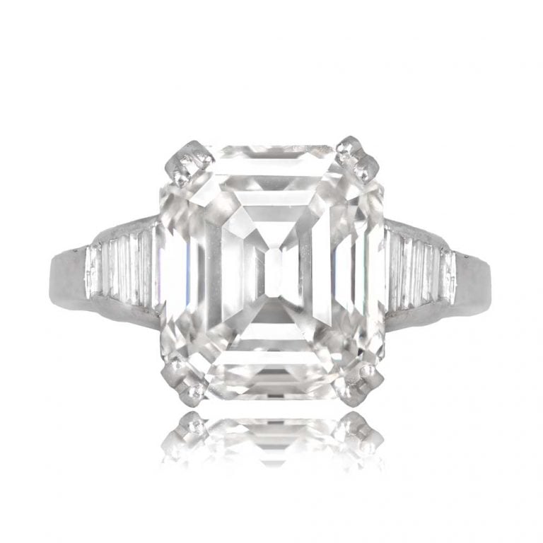 5.05ct GIA Certified Emerald Cut Diamond Platinum Sanremo Ring