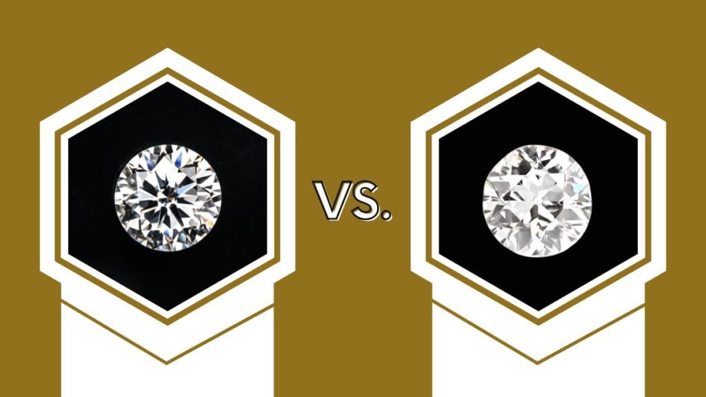 Brilliant cut diamond and old European old mine cut diamond