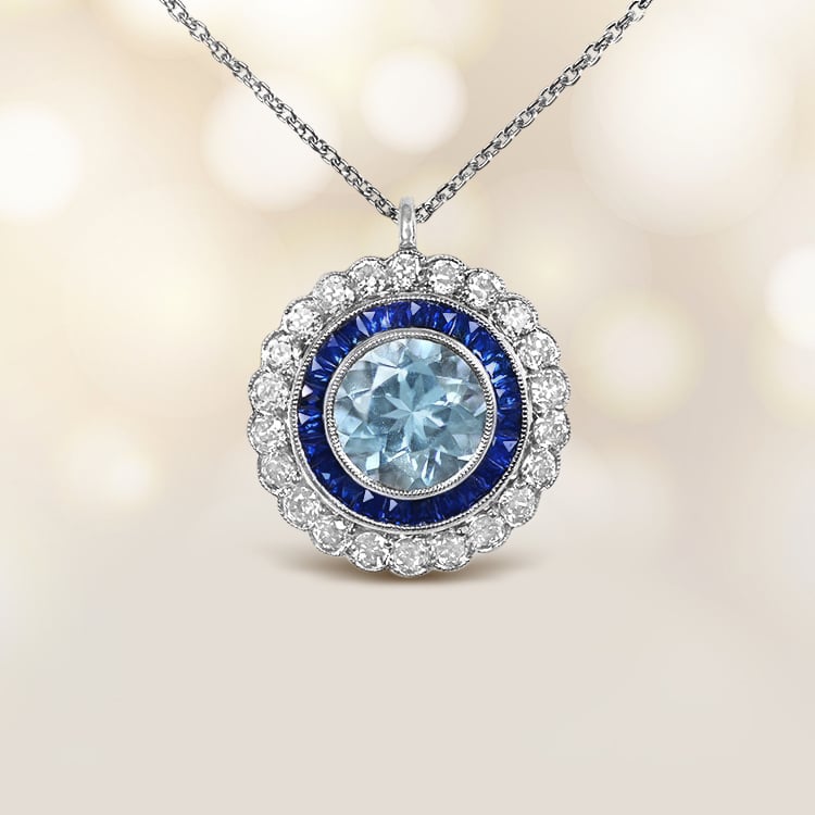 Floral Aquamarine Artistic Necklace 750PX