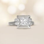 Geometric Platinum Retro Era Old European Cut Diamond Engagement Ring 13495 Artistic