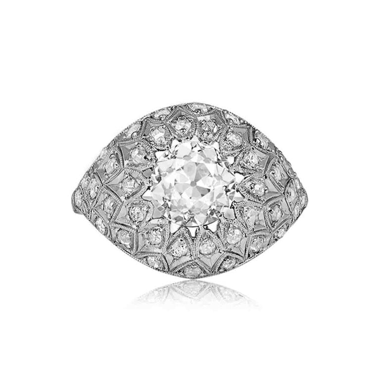 Edwardian Antique Bohemia 1.48ct Diamond Engagement Ring, Circa 1900