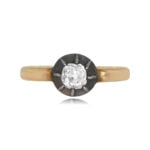 Victorian Solitaire 0.35ct Old Mine Cut Diamond Ring. Cleft Ring, Circa 1860 14393