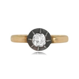 Victorian Solitaire 0.35ct Old Mine Cut Diamond Ring. Cleft Ring, Circa 1860 14393
