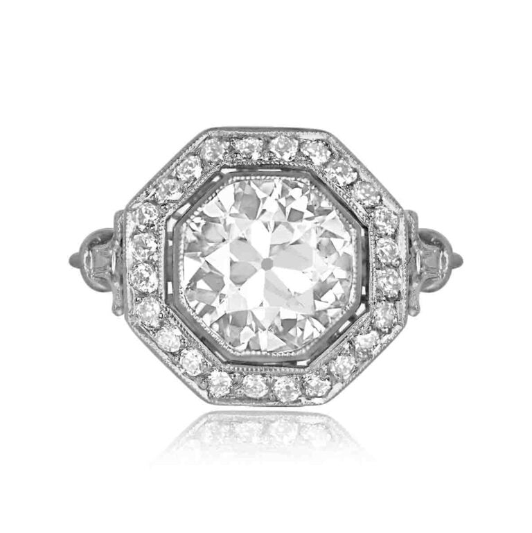 2.29ct Octagon Halo Old Euro Engagement Ring