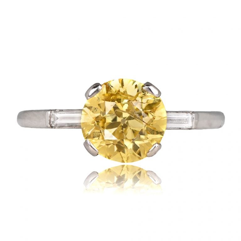1.72ct Fancy Yellow Diamond Miston Ring. Vintage, Circa 1950