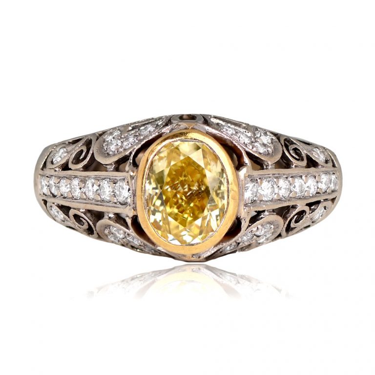 1.54ct GIA Fancy Intense Yellow Diamond Florham Ring