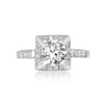 French Diamond and Diamond Halo Ring Mentz Ring Top View 13445