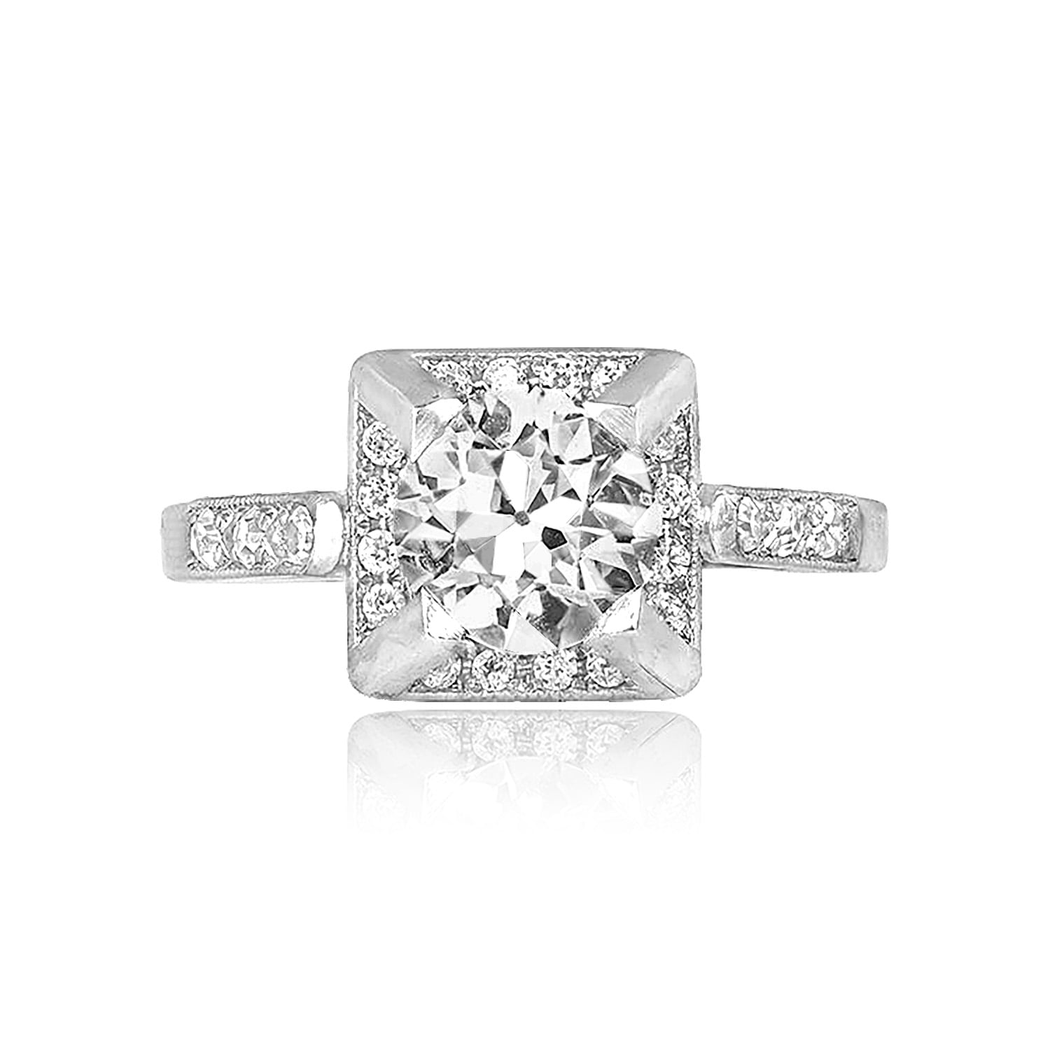 13445 TV 1500P WEB French Diamond and Diamond Halo Ring Mentz Ring Top View 13445