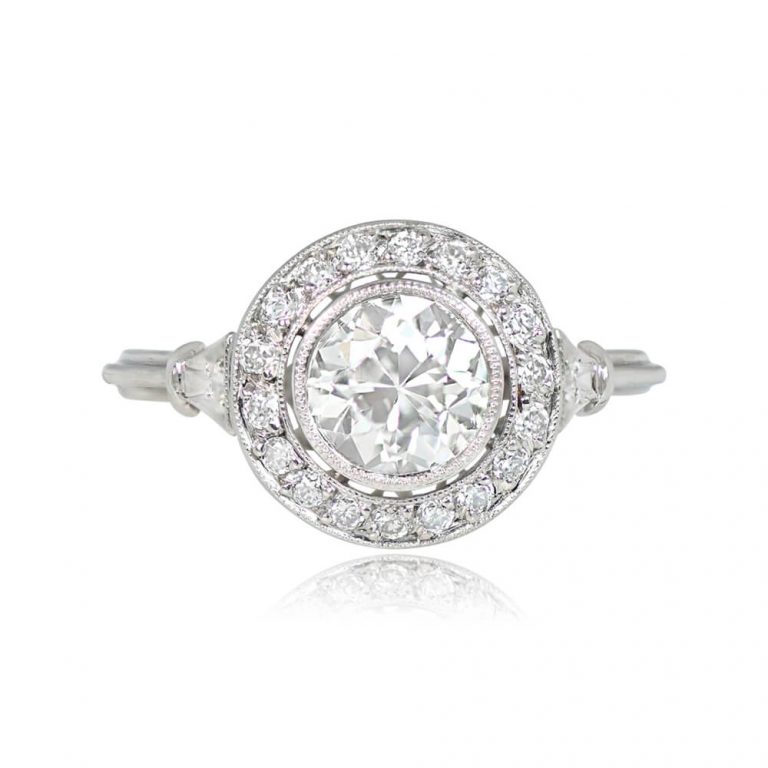 Platinum 0.90ct Diamond and Diamond Halo Ring Linda Ring