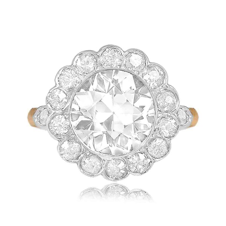Antique Victorian Era 3.00ct Diamond Halo Stockton Ring, Circa 1880