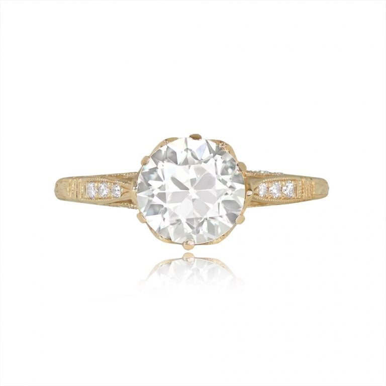 GIA 1.64ct Old European Cut Diamond Yellow Gold Barnard Ring