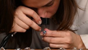 Examining a Turquoise Engagement Ring