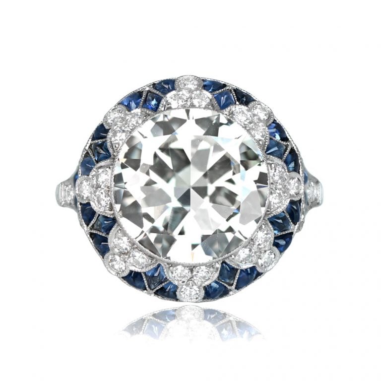 5.05ct Diamond and Floral Halo Shaftsbury Ring