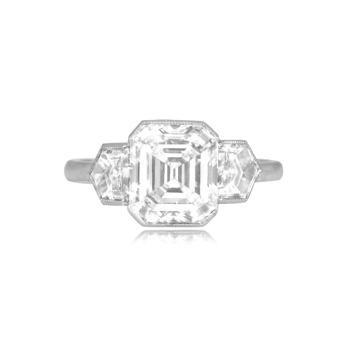 Stacked from 6 images. Method=C (S=1) 3.14ct GIA Certified Emerald Cut Diamond with diamond accents Deansgate Ring 13601