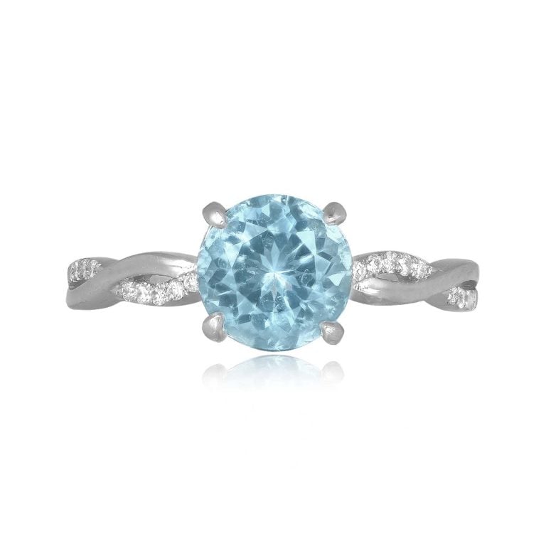 1.21ct Round Aquamarine Platinum Cutler Bay Ring