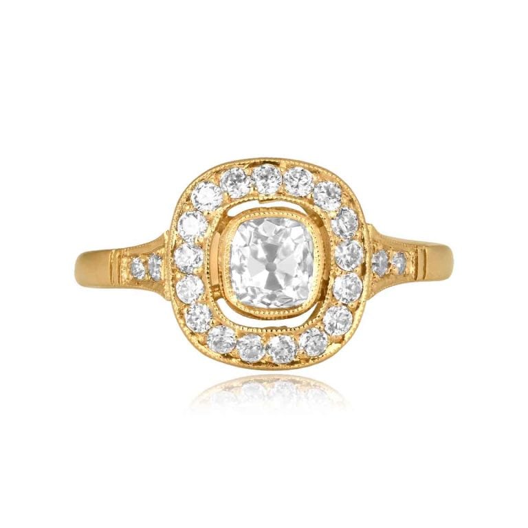 0.59ct Antique Cushion Cut Diamond Halo Faro Ring