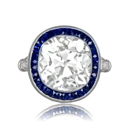 5 Carat Cushion Cut Diamond and Sapphire Ring 13805-TV-New