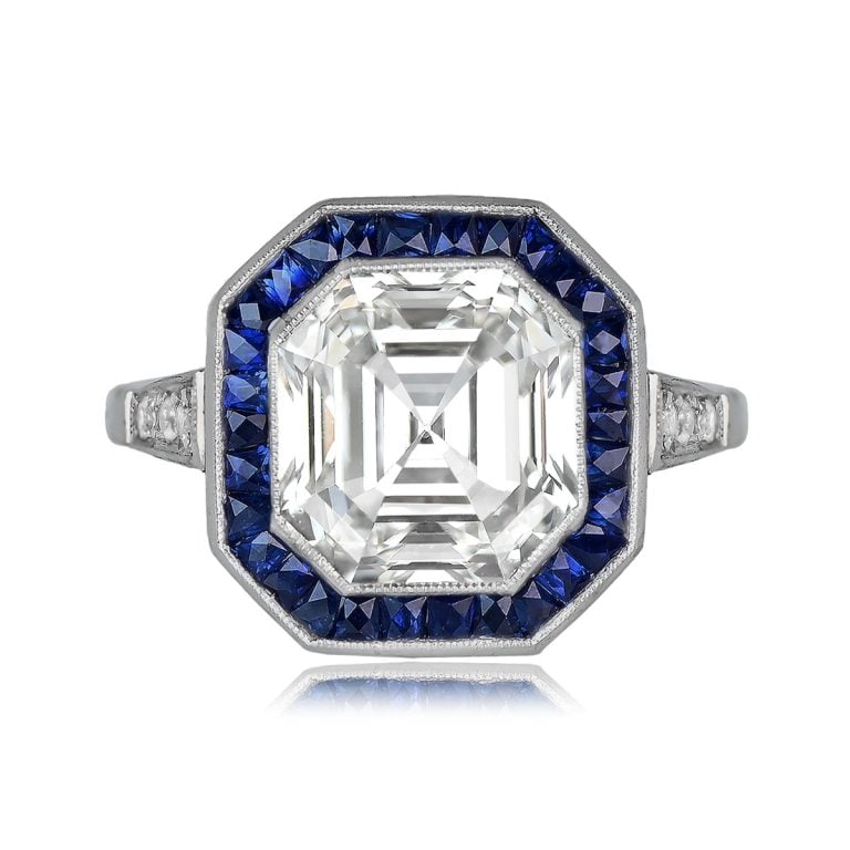 5.03ct Antique Asscher Cut Diamond Crawford Ring