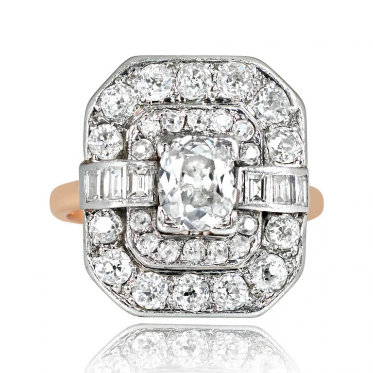Antique Geometric Diamond Cluster Canterbury Ring. Circa 1925