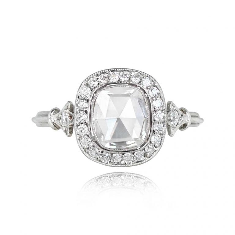 GIA 1.00ct Rose Cut Diamond Finchley Halo Ring