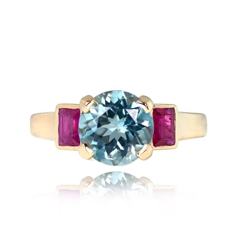 1.80ct Aquamarine and Ruby Westbrook Ring