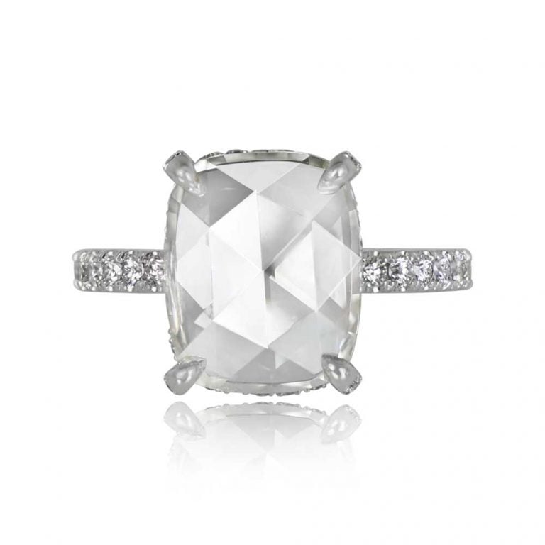 3.21ct Rose Cut Cushion Shaped Diamond Ring. Columbus Ring